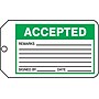 Accuform 5 3/4" x 3 1/4" RP-Plastic Production Tags "ACCEPTED", Green/Black On White, 25/Pack (MMT301PTP)~#|#~s0791933_sc7