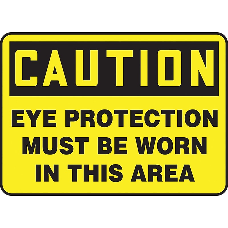 Accuform 7" x 10" Vinyl Safety Sign "CAUTION EYE PROTECTION MUST BE W..", Black On Yellow (MPPA605VS) image 1