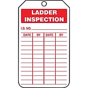 Accuform Signs® 5 3/4" x 3 1/4" PF-Cardstock Inspection & Status Tag "LADD..", Red On White