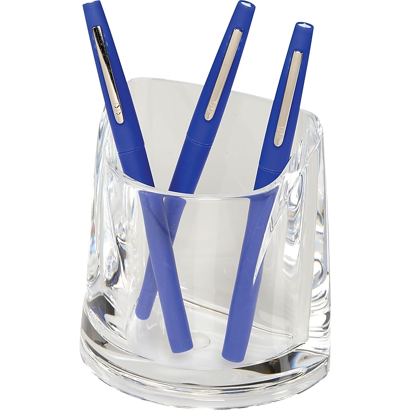 Swingline Acrylic Pen Cup, Clear, 4 1/4"H x 2 3/4"W x 4 1/2"D image 1