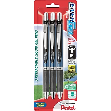 Pentel LRN5-3C - Recambio Para Bolígrafos EnerGel 0,5 Ball = 0,25 Mm De Grosor De Trazo, Punta De Aguja, 3 Unidades, Color Azul