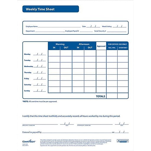 Tempus Unlimited Printable Timesheet