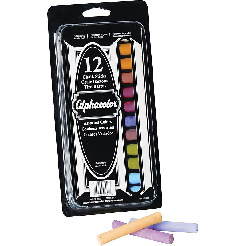 Quartet Alphacolor Chalk, Assorted Colors, 12/Box (QRT305003) image 1