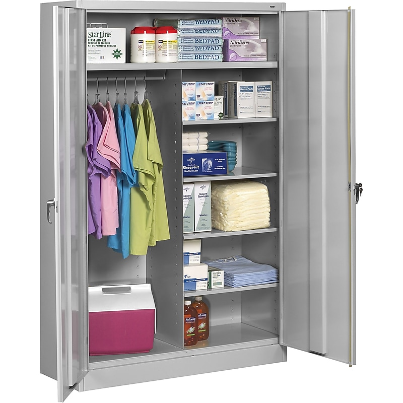 Tennsco® Jumbo Combination Steel Storage Cabinet, Light Gray, 78H x 48W x 24"D image 1