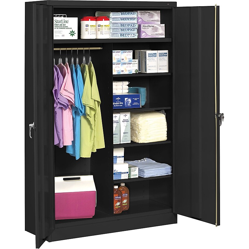 Tennsco Jumbo 78" Steel Combination Cabinet with Five Shelves, Black (J2478SUC-BK) image 1