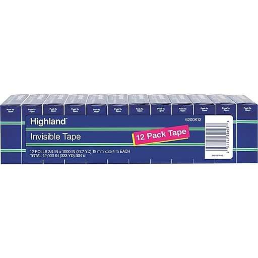 Highland Invisible Tape 3/4 x 1000 ~ 27.7 yards 1" core x 6 