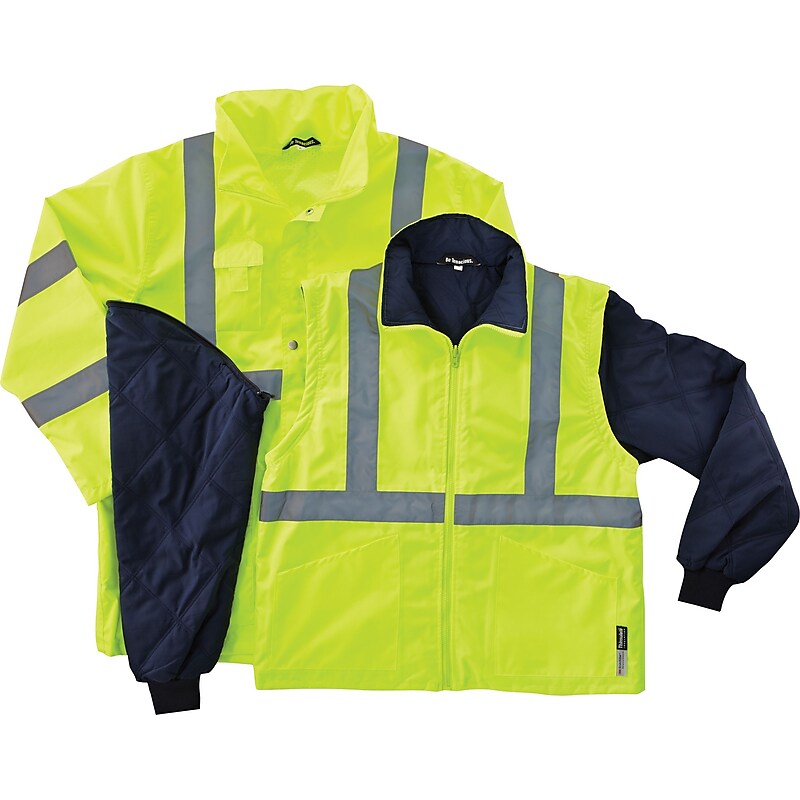 Ergodyne GloWear 8385 Class 3 4-in-1 Safety Jacket, Lime, 2XL image 1
