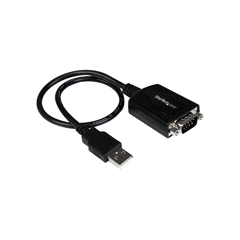 StarTech 1 ft. DB-9 Male Serial To Type A Female USB Adapter Cable With COM Retention, Black image 1