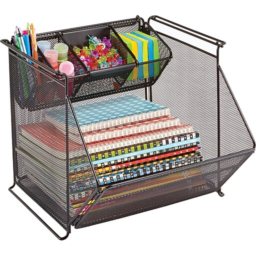 Safco Onyx Stackable Mesh Storage Bin, Sturdy Black (SAF2164BL) Staples