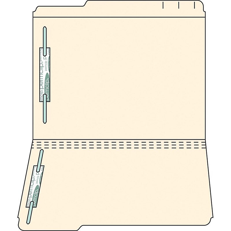 Medical Arts Press Letter Size Top-Tab Manila File Folders; W/Fasteners, 8" Tab, 50/Box (52409) image 1