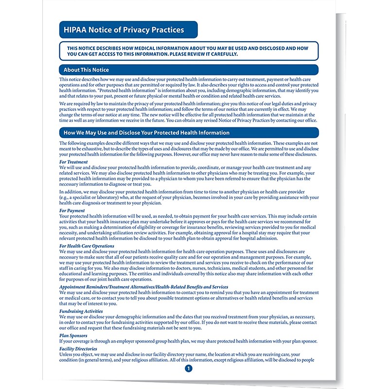 ComplyRight Notice of Privacy Practice, 100/Pack (A1349) image 1