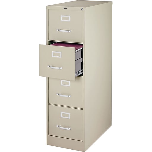 Staples 4-Drawer Vertical File Cabinet, Locking, Letter, Putty/Beige, 25"D (25162D)
