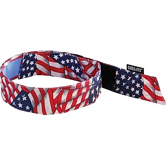 Ergodyne Chill-Its 6705 Evaporative Cooling Bandana, Stars and Stripes, One Size, 6/Carton (12571)