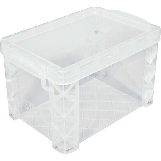 Super Stacker Divided Storage Box, 6 Sections, 10.38 x 14.25 x 6.5,  Clear/Blue