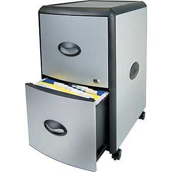 Two-Drawer Mobile Filing Cabinet, Metal Siding, 19w x 15d x 23h, Silver/Black