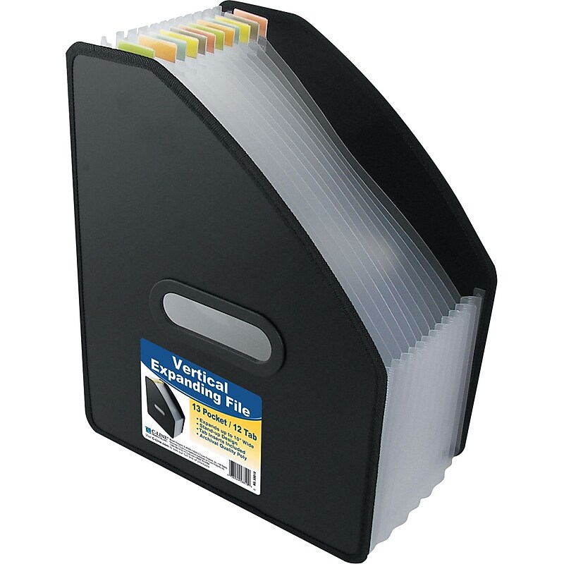 Vertical Expanding File, 13-Pocket, 10" Expansion, Letter, Black image 1