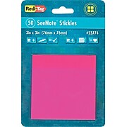 Redi-Tag® Sticky Notes, 3 x 3, Neon Pink, 50-Sheet Pads, 1/EA