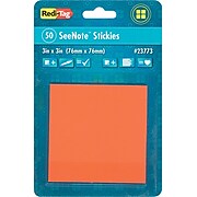 Redi-Tag® Sticky Notes, 3 x 3, Neon Orange, 50-Sheet Pad