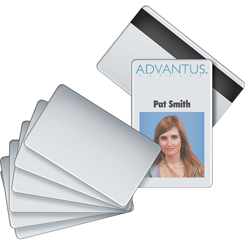 Blank PVC ID Badge Card with Magnetic Strip, 2 1/8 x 3 3/8, White, 100/PK image 1
