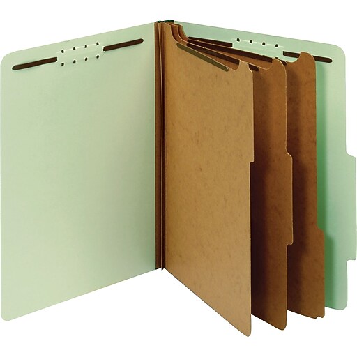 GlobeWeis® Classification Folders, 2/5Cut Top Tab, 3 Dividers, 10/Box