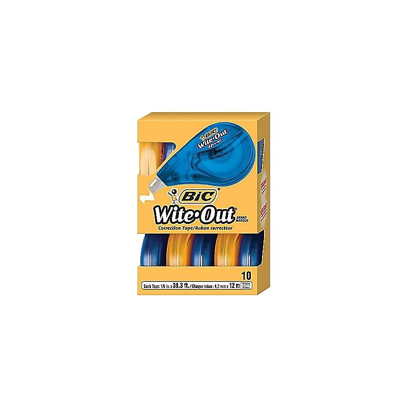 BIC Wite-Out EZ Correct Correction Tape, White, 10/Pack, 9 Packs/Carton (50790-CS) image 1