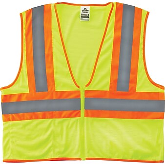 Ergodyne GloWear 8229Z Class 2 Hi-Visibility Economy Two-Tone Vest, Lime, Small/Medium