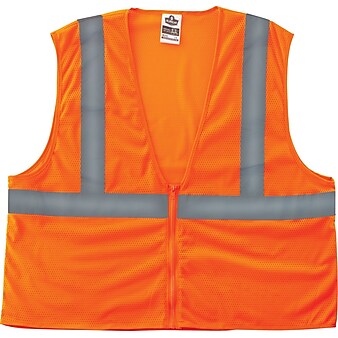 Ergodyne GloWear 8205Z Class 2 Hi-Visibility Super Economy Vest, Orange, Small/Medium
