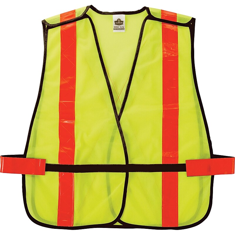 Ergodyne GloWear 8080BAX High Visibility Sleeveless Safety Vest, Lime, One Size (26040) image 1
