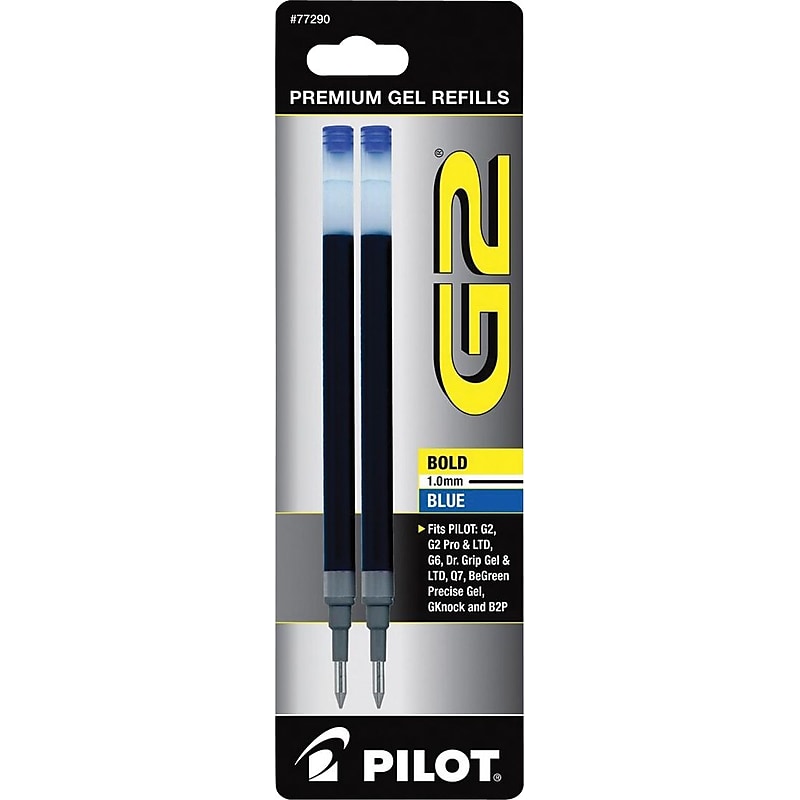 Pilot G2 Gel-Ink Pen Refill, Bold Tip, Blue Ink, 2/Pack (77290) image 1