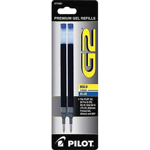 Pilot G2 Gel-Ink Pen Refill, Bold Tip, Blue Ink, 2/Pack (77290)