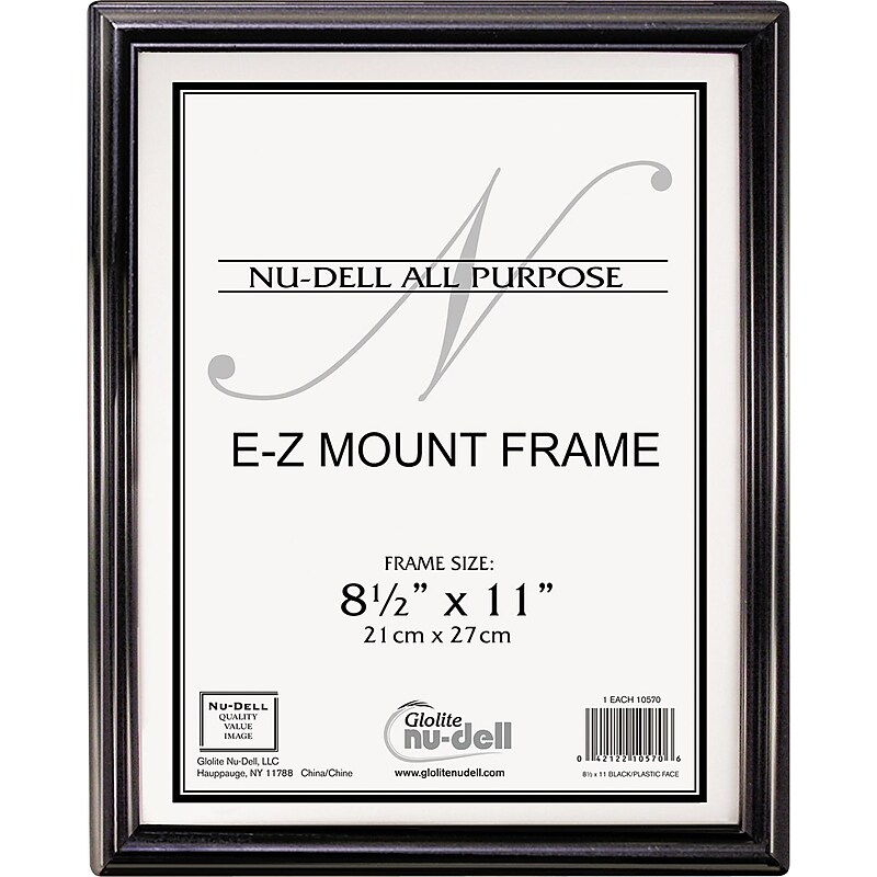 EZ Mount Document Frame, Plastic, 8 1/2 x 11, Black image 1