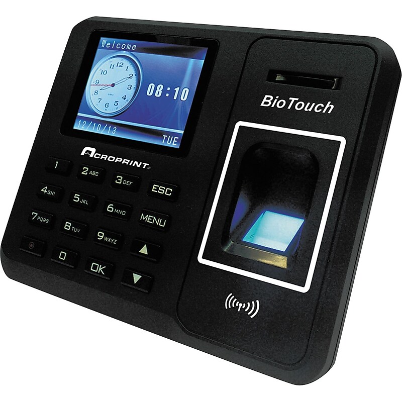 Acroprint BioTouch Clock, Hours/Minutes/Seconds, Black (ACP010276000) image 1