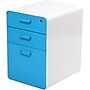 Poppin Stow 3-Drawer Mobile Vertical File Cabinet, Letter/Legal Size, Lockable, 24"H x 15.75"W x 20"D, White and Blue (100429)~#|#~s0809148_sc7