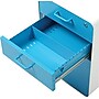 Poppin Stow 3-Drawer Mobile Vertical File Cabinet, Letter/Legal Size, Lockable, 24"H x 15.75"W x 20"D, White and Blue (100429)~#|#~s0809149_sc7