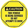 Accuform 24" Steering Wheel Message Cover "CAUTION THIS VEHICLE IS BEING..", Black On Yellow (KDD738)~#|#~s0810203_sc7