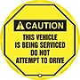 Accuform 20" Steering Wheel Message Cover "CAUTION THIS VEHICLE IS BEING..", Black On Yellow (KDD727)~#|#~s0810205_sc7