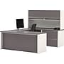 Bestar Connexion Collection 71" U-Shaped Desk with Oversize Pedestal and Hutch, Sandstone/Slate (93863-59)~#|#~s0810480_sc7