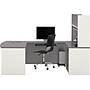 Bestar Connexion Collection 71" U-Shaped Desk with Oversize Pedestal and Hutch, Sandstone/Slate (93863-59)~#|#~s0810481_sc7