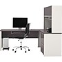 Bestar Connexion Collection 71"W L-Shaped Desk with Oversize Pedestal and Hutch, Sandstone and Slate (93867-59)~#|#~s0810519_sc7