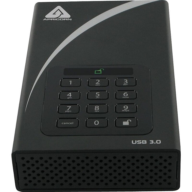 Apricorn Aegis Padlock 4TB USB 3.0 External Hard Drive, Black and White (ADT-3PL256-4000) image 1