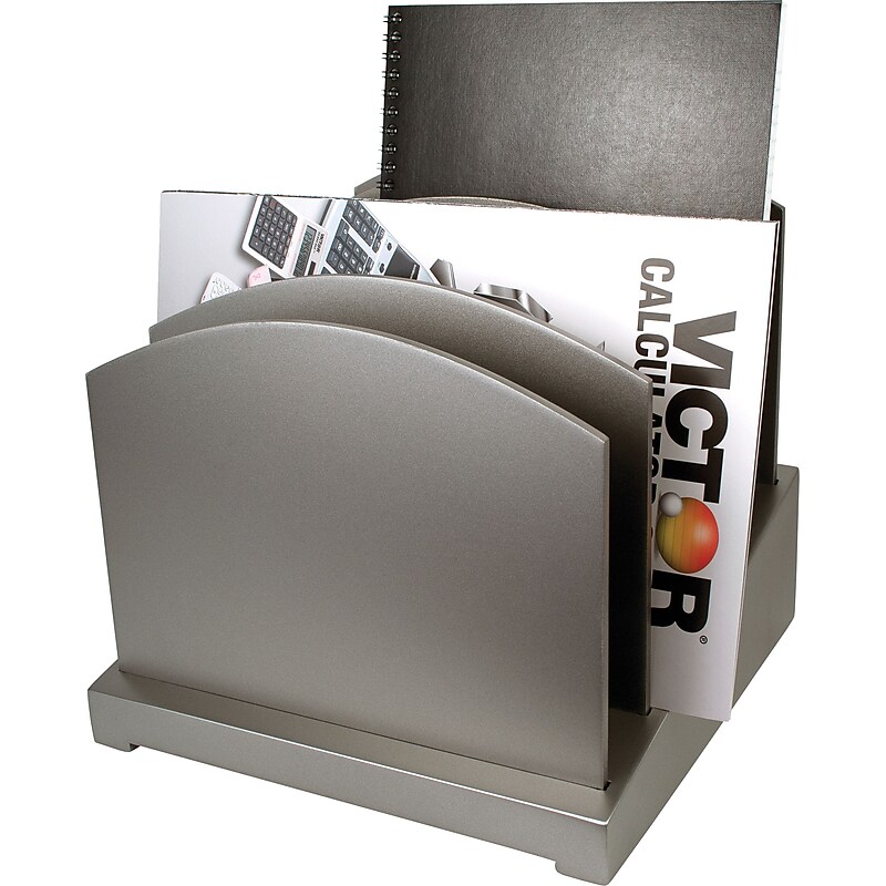 Victor Technology Wood Desk Accessories, Incline File, Classic Silver image 1