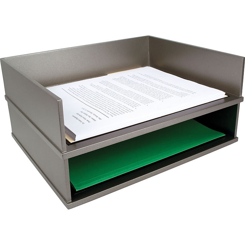 Victor Technology Wood Desk Accessories, Stackable Letter Paper Tray, Classic Silver (S1154) image 1