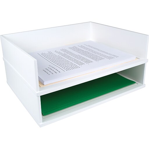 Victor® Wood Desk Organizer, Letter Tray, Pure White Staples