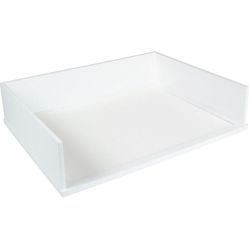 Victor Technology Wood Desk Accessories, Stackable Letter Paper Tray, Pure White image 1