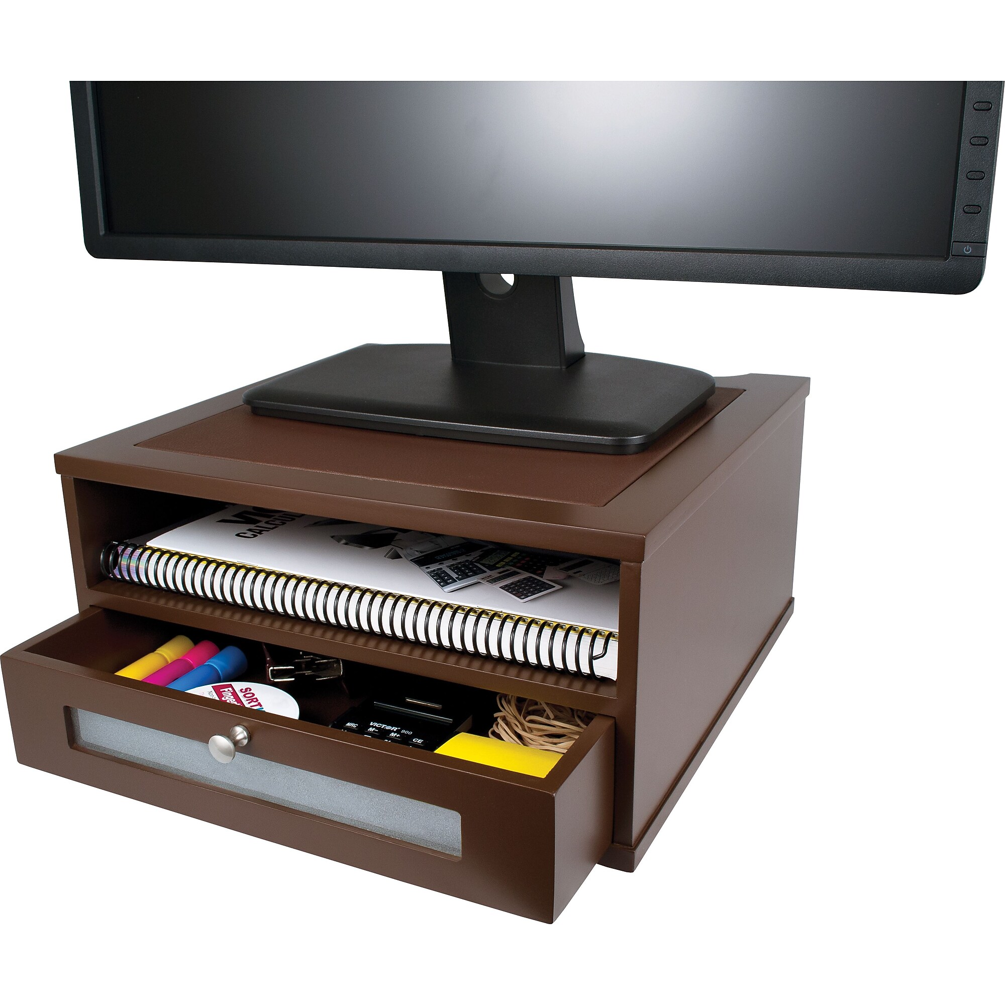 Victor Technology Wood Monitor Riser, Mocha Brown (B1175) Sansujyuku sansujyuku.com