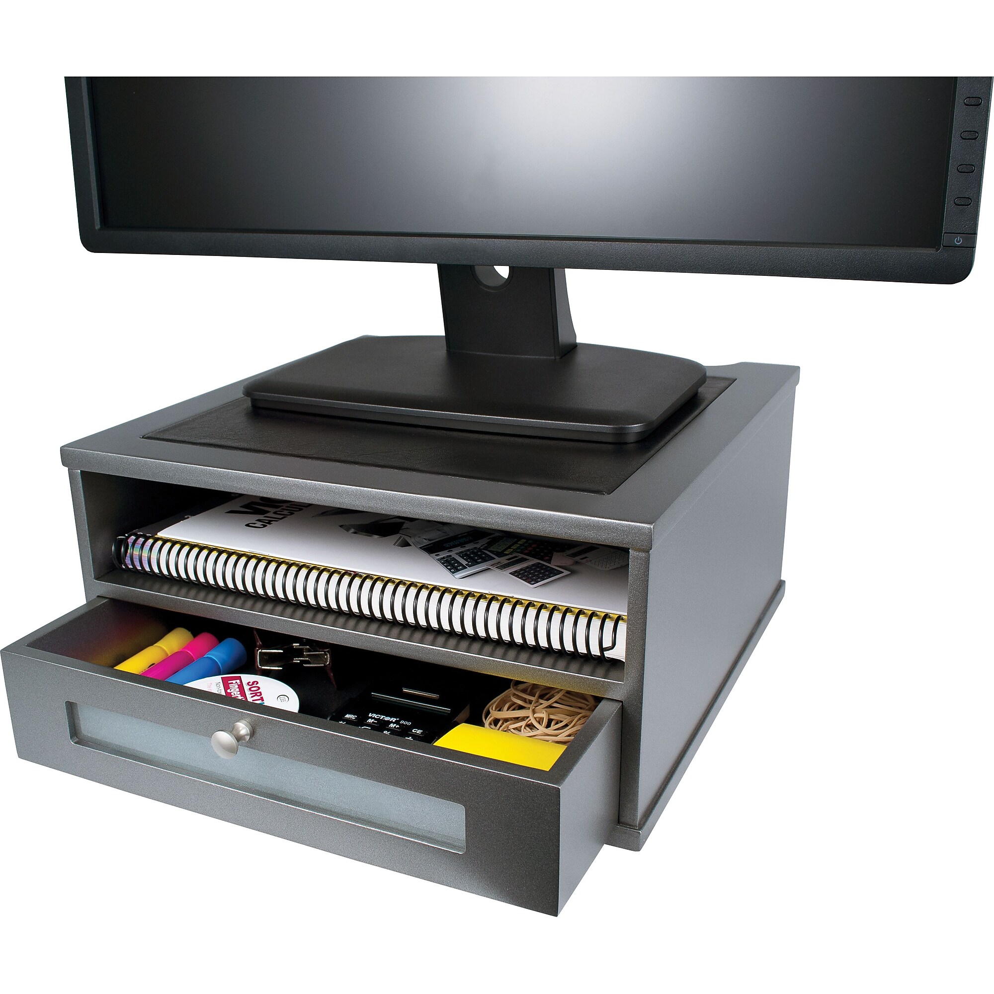 Victor Technology Wood Monitor Riser, Classic Silver (S1175) Sansujyuku sansujyuku.com