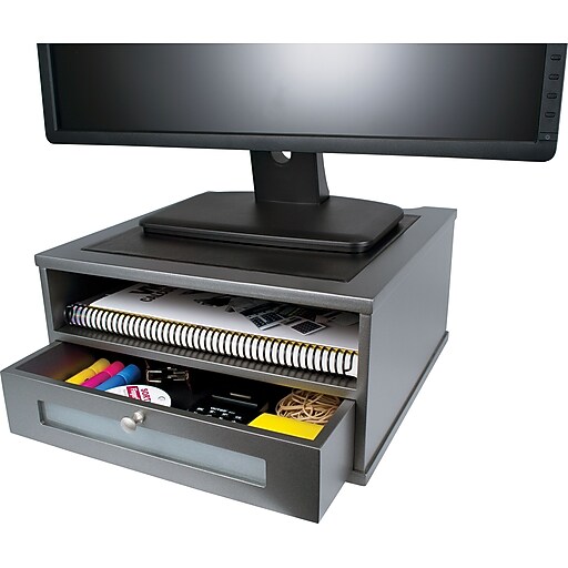 Shop Staples for Victor® Wood Monitor Riser, Classic Silver