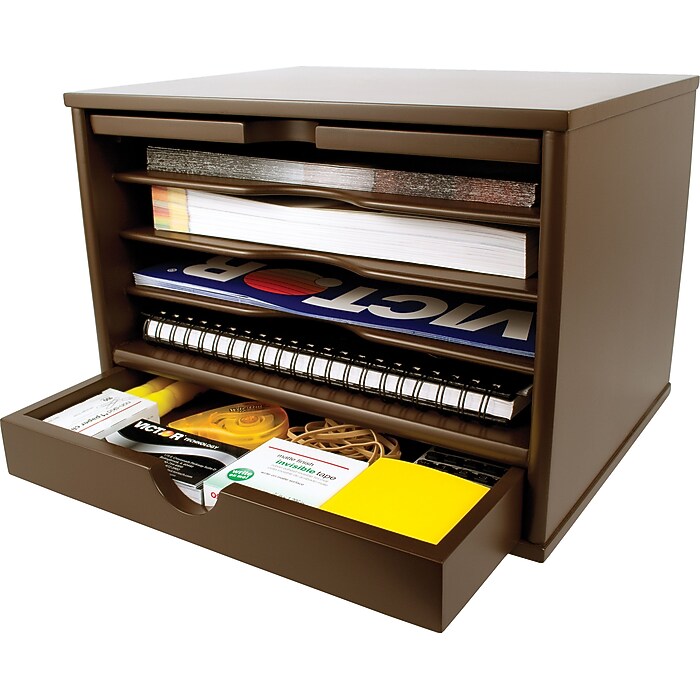 Victor Technology 5-Compartment MDF Storage Drawer, Mocha Brown