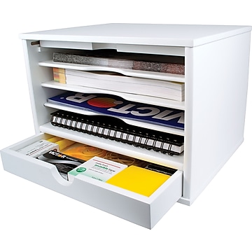 Victor Technology 5 Comparment Wood Desktop Organizer, Pure White (W4720)