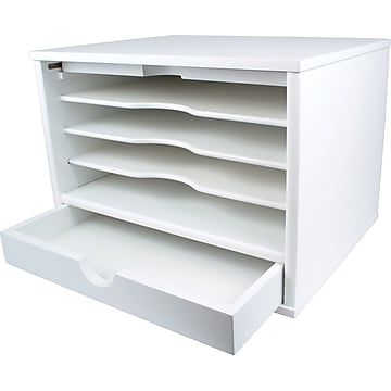 Victor Technology 5 Comparment Wood Desktop Organizer, Pure White (W4720)